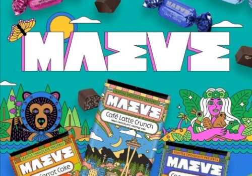 MAZE bars with colorful jungle flavors and cartoon characters on a teal background.